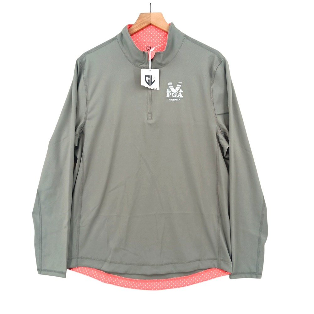 Graham‎ Luxe Performance Golf Sweater Mens Medium Grey 1/4 Zip PGA Valhalla NEW